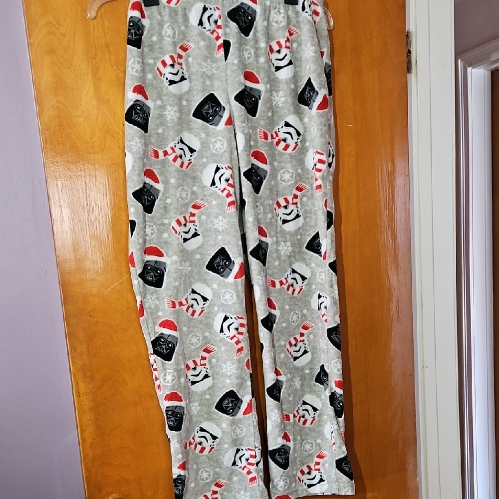 Star Wars Holiday Fleece Pajama Pants - Gray with Red & Black